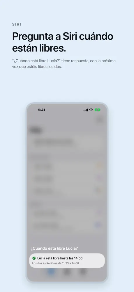 Pregunta a Siri cuándo están libres. “¿Cuándo está libre Lucía?” tiene respuesta, con la próxima vez que estéis libres los dos.