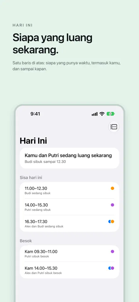 Siapa yang luang sekarang. Satu baris di atas: siapa yang punya waktu, termasuk kamu, dan sampai kapan.