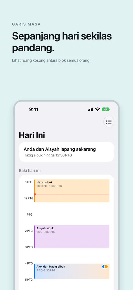 Sepanjang hari sekilas pandang. Lihat ruang kosong antara blok semua orang.
